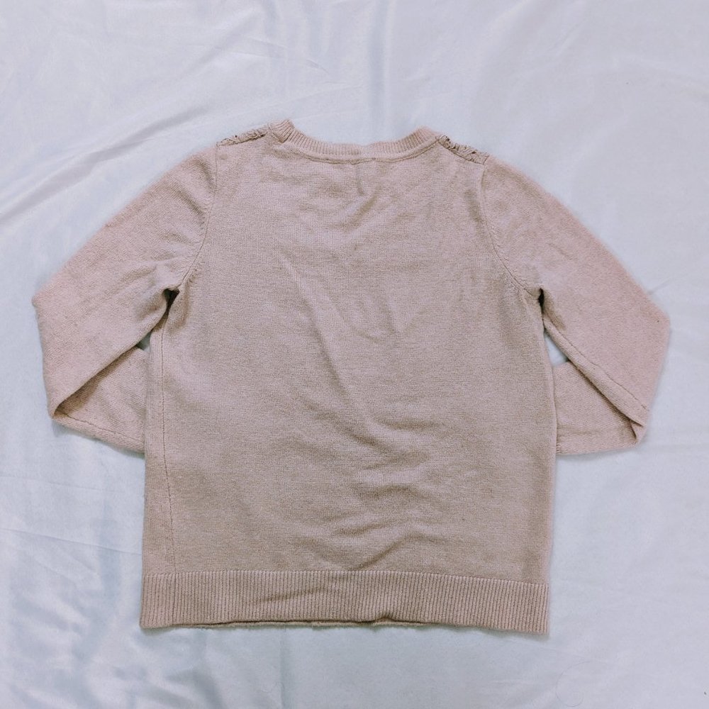 Loft Dusty Rose/Light Pink Sweater Size Medium w/Floral Lace - Picture 4 of 5